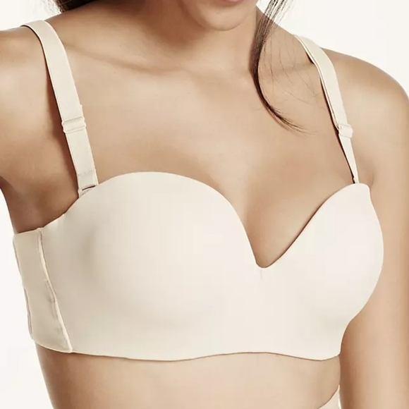 #047 Sz 38/85 Cream/Beige OR Black Seamless Strapless Bandeau NWT/NIP - Picture 2 of 8